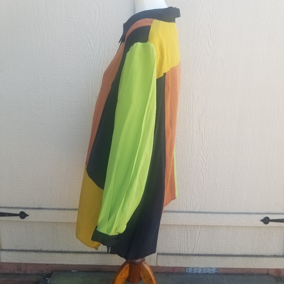 Bob Mackie Silk Colorblock Pattern Blouse 1X - Picture 3 of 6